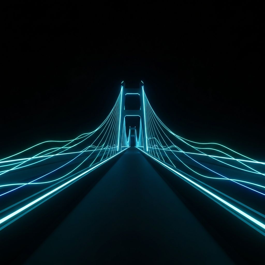 Two trees connected by glowing arcs